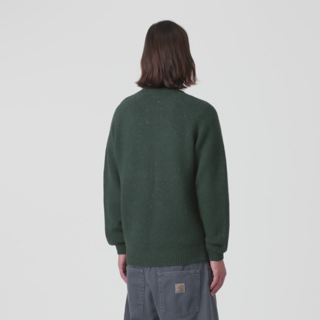 Carhartt WIP Anglistic Knit Crew Sweater - Speckled Dark Scarab