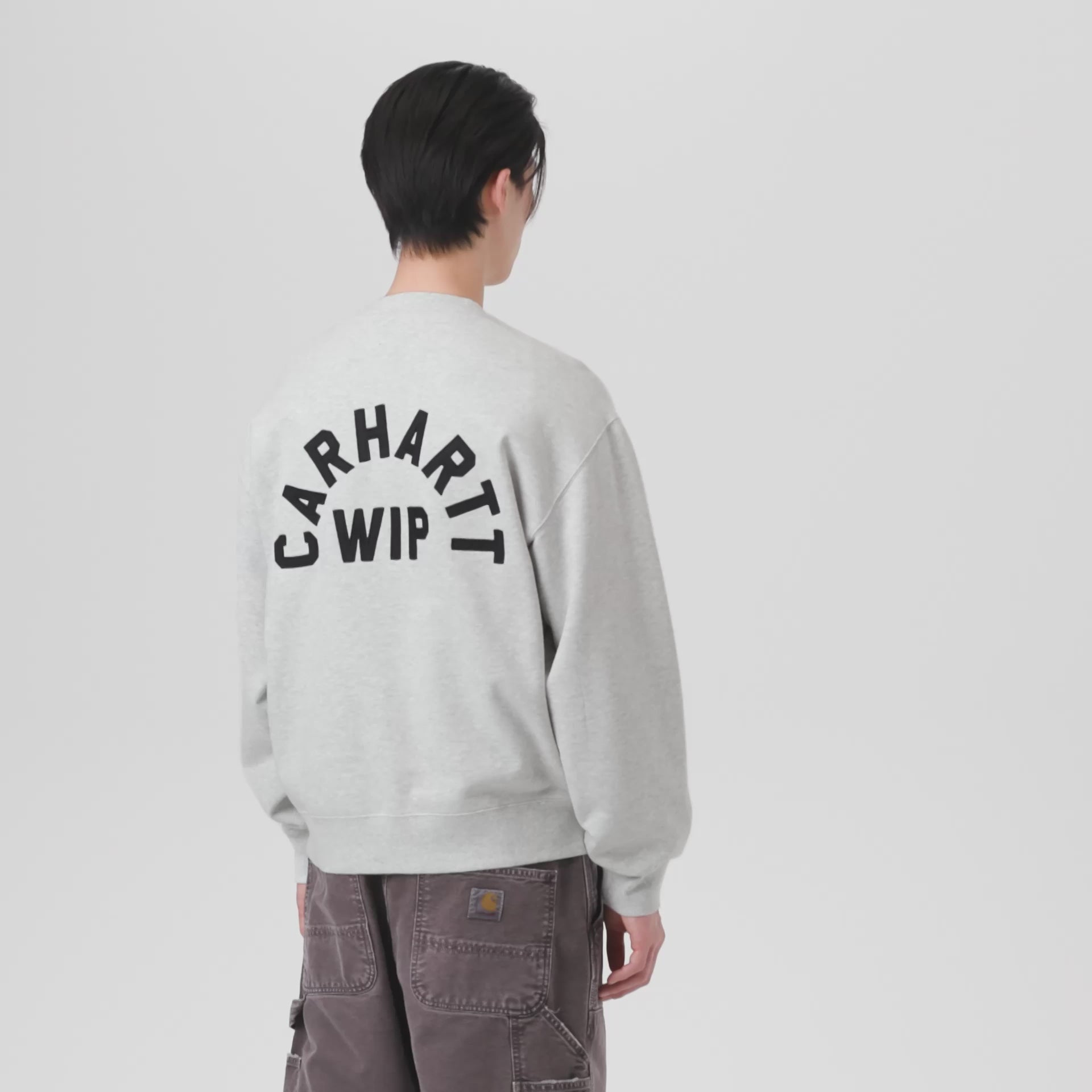 Carhartt WIP Arch Script Crew Sweatshirt - Ash Heather/Dark Navy