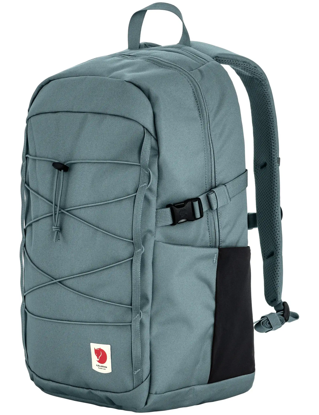 Nimbus blue backpack with side mesh panel, front organizer pocket, and adjustable straps