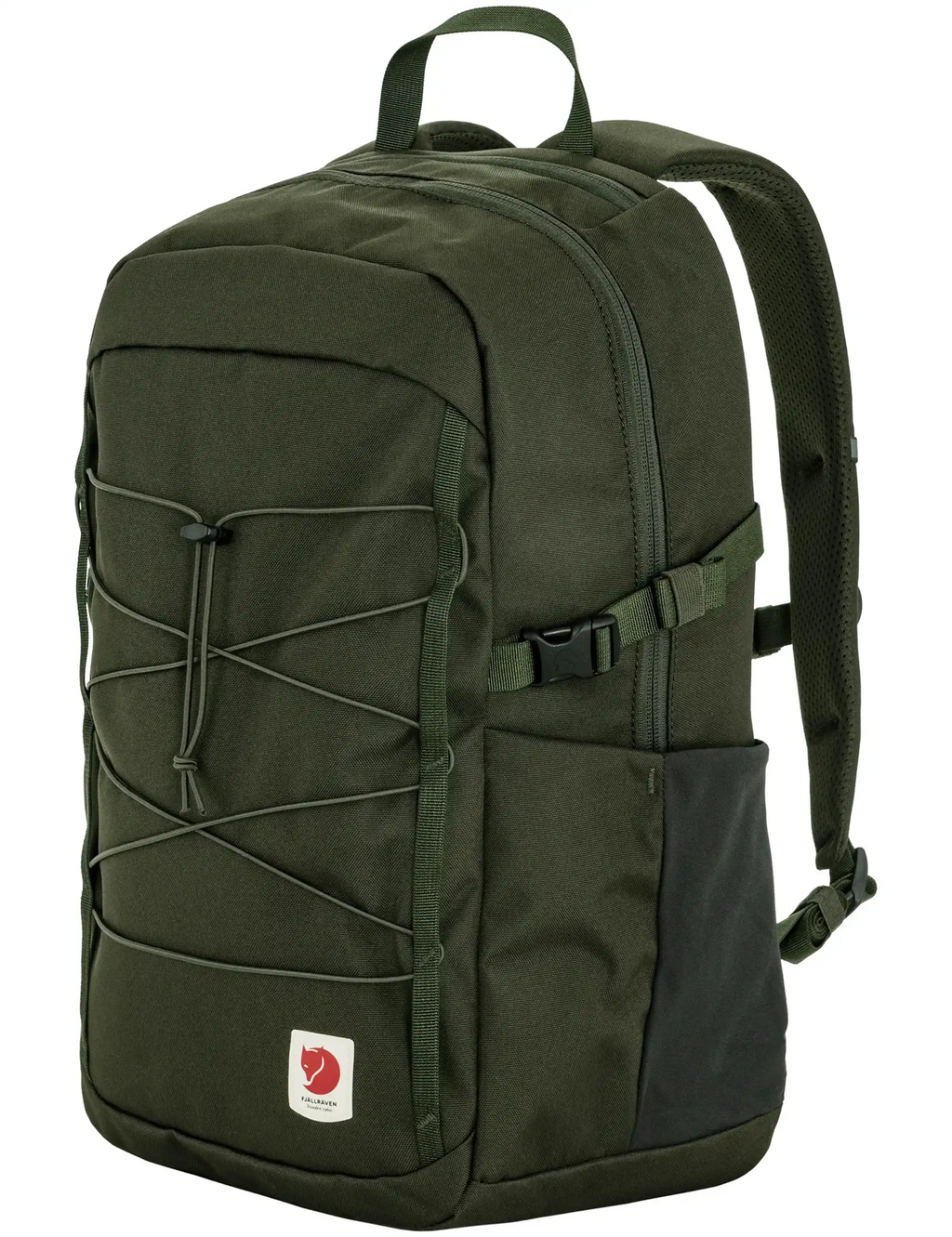 Skule 24L backpack side view with side panel pocket and adjustable strap