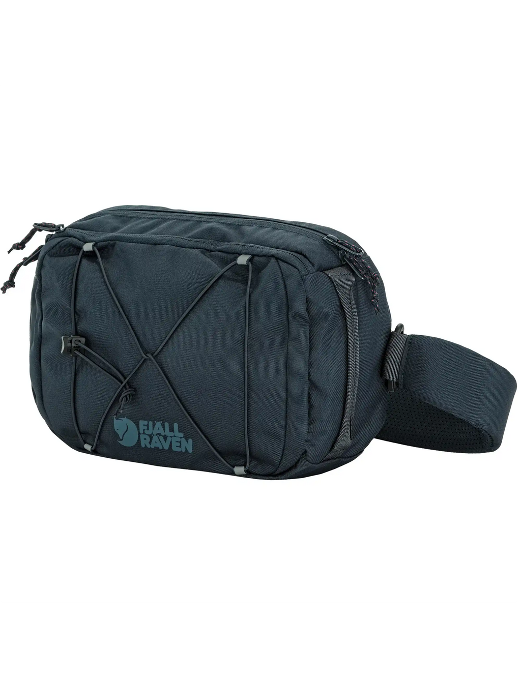 Navy sling bag with braided drawcord accents and adjustable shoulder strap