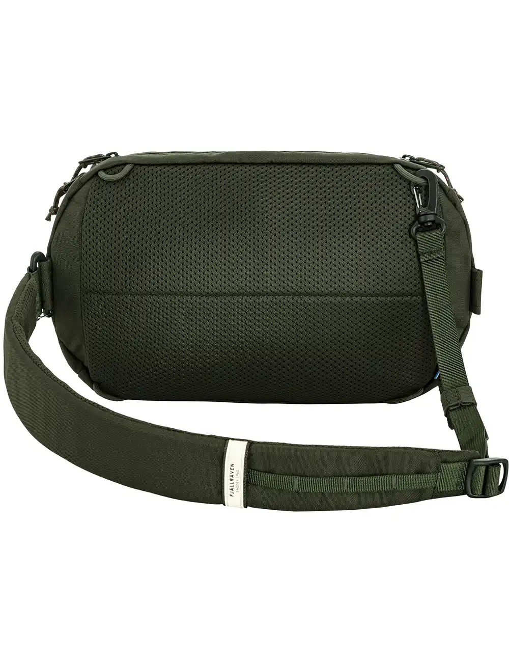 Skule sling bag in dark green with textured back panel and adjustable shoulder strap
