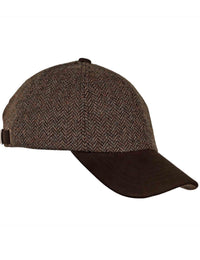 Sutton Tweed Baseball Cap - Chocolate Herringbone