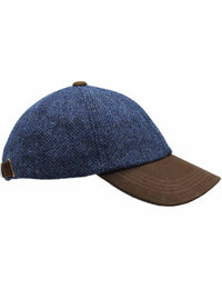 Sutton Tweed Baseball Cap - Navy Herringbone