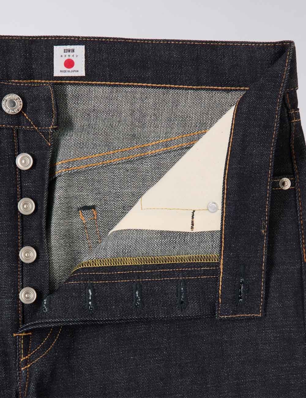 Edwin Jeans Regular Straight Red Selvedge Jeans - Blue, Unwashed
