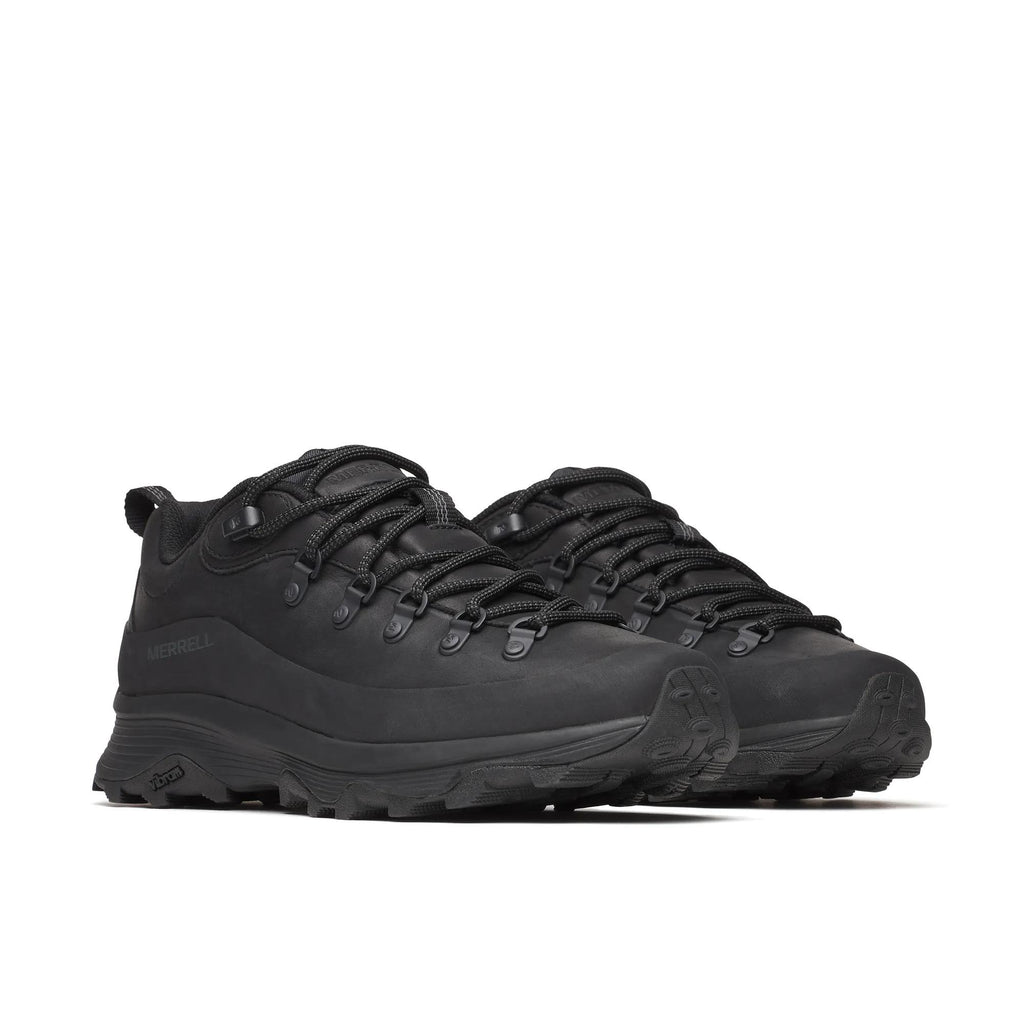 Merrell Ontario Speed Leather shoe in Black, three-quarter angle