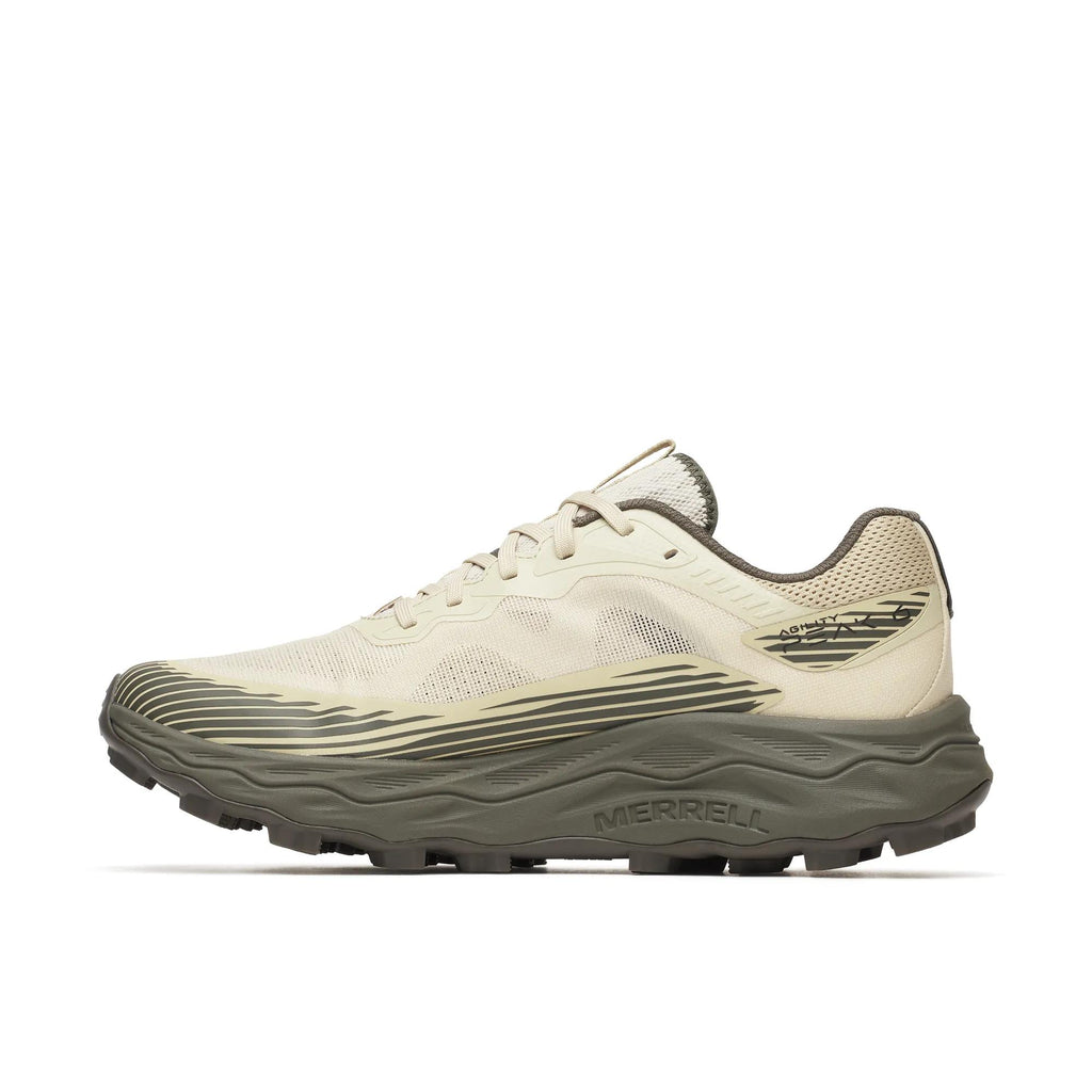 Merrell Agility Peak 6 trail running shoe in Burlap, opposite side profile