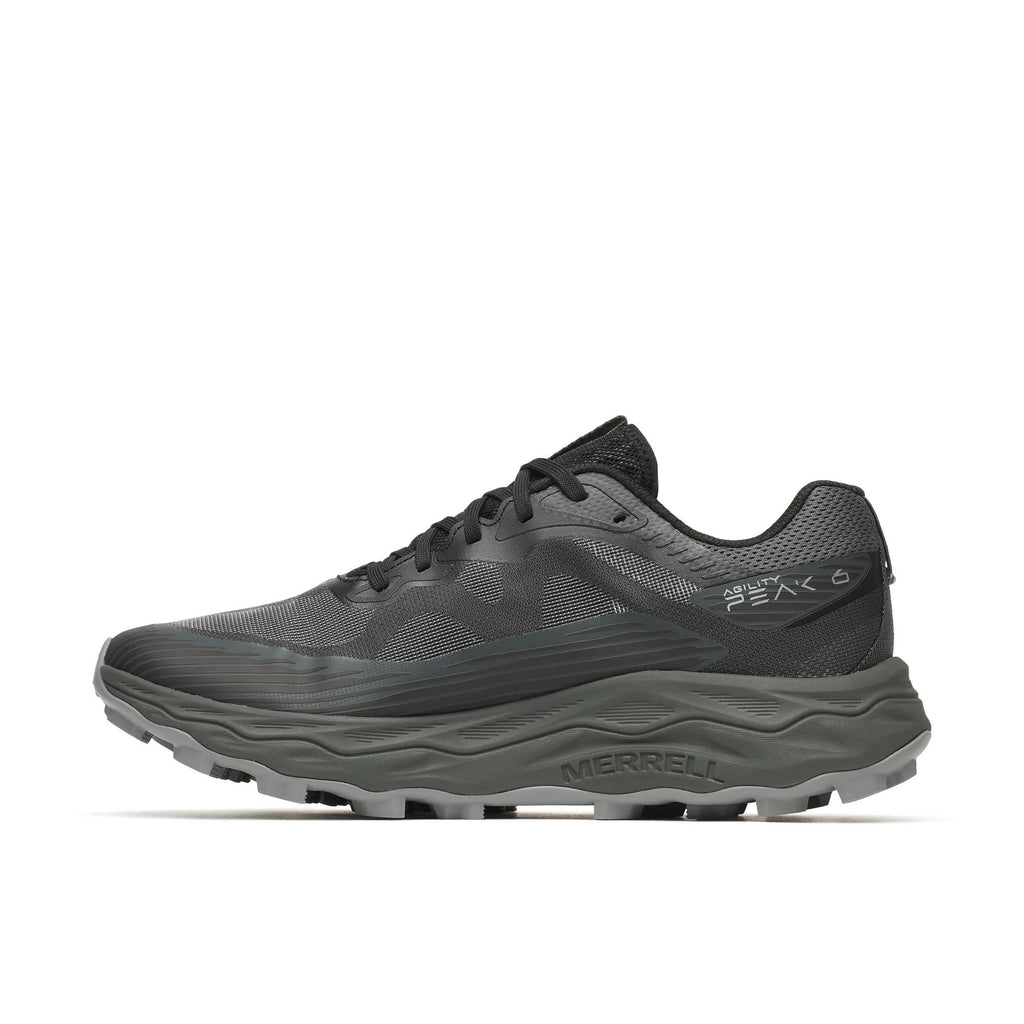 Merrell Agility Peak 6 trail running shoe in Black, opposite side profile