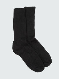 Ribbed Wool Socks - Black